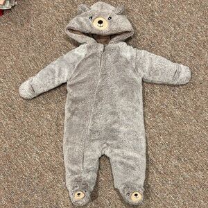 Koala baby Cozy brown Bear Hooded Kids One Piece Hooded Pram Suit. 3-6 months